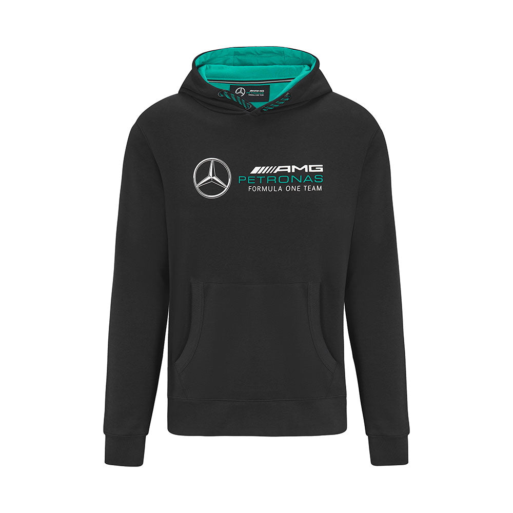 Mercedes AMG Petronas Mens Logo Black Hooded Sweat