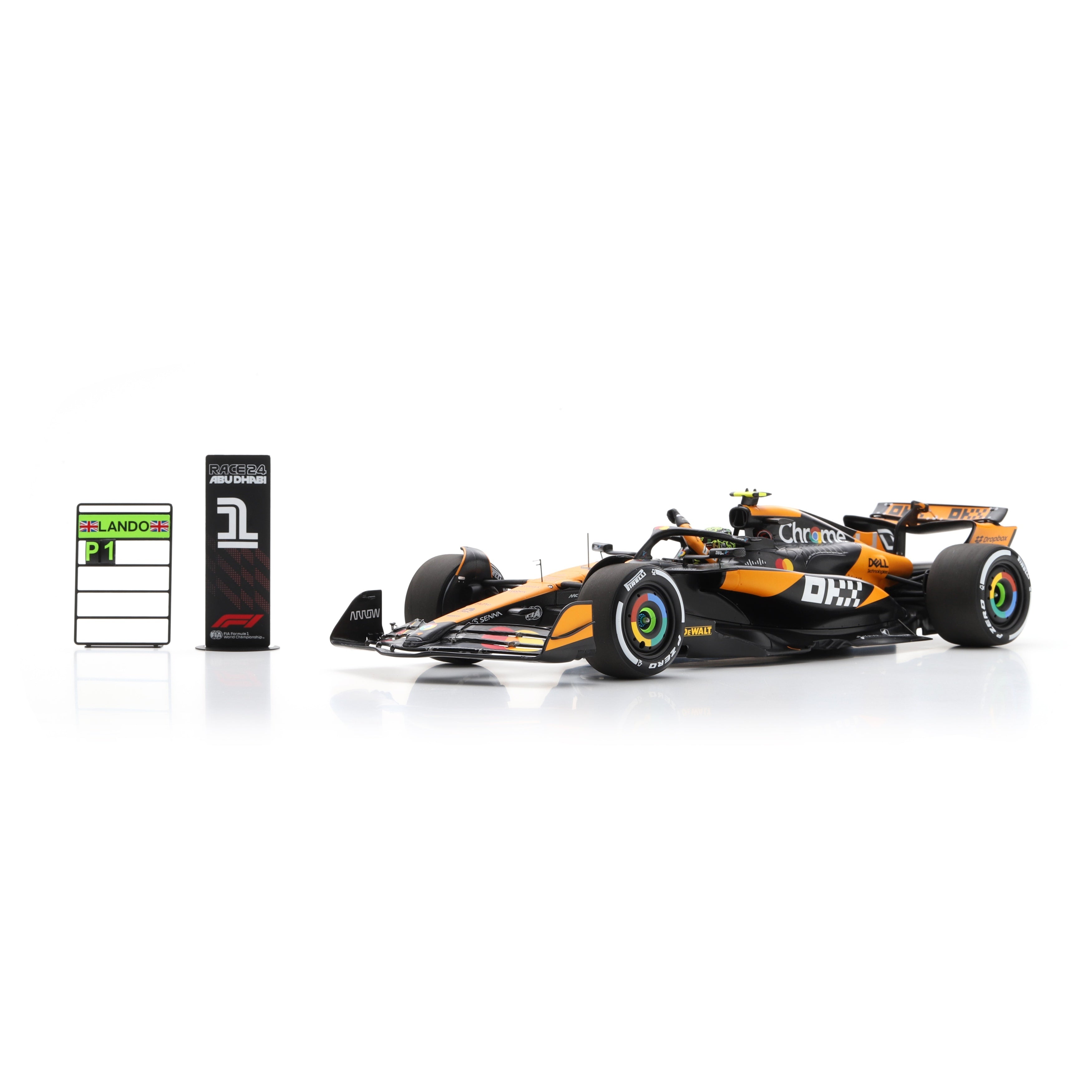 Spark McLaren Racing F1 Racing F1 MCL38 Lando Norris 2024 Abu Dhabi Winner Car - 1:18 Scale