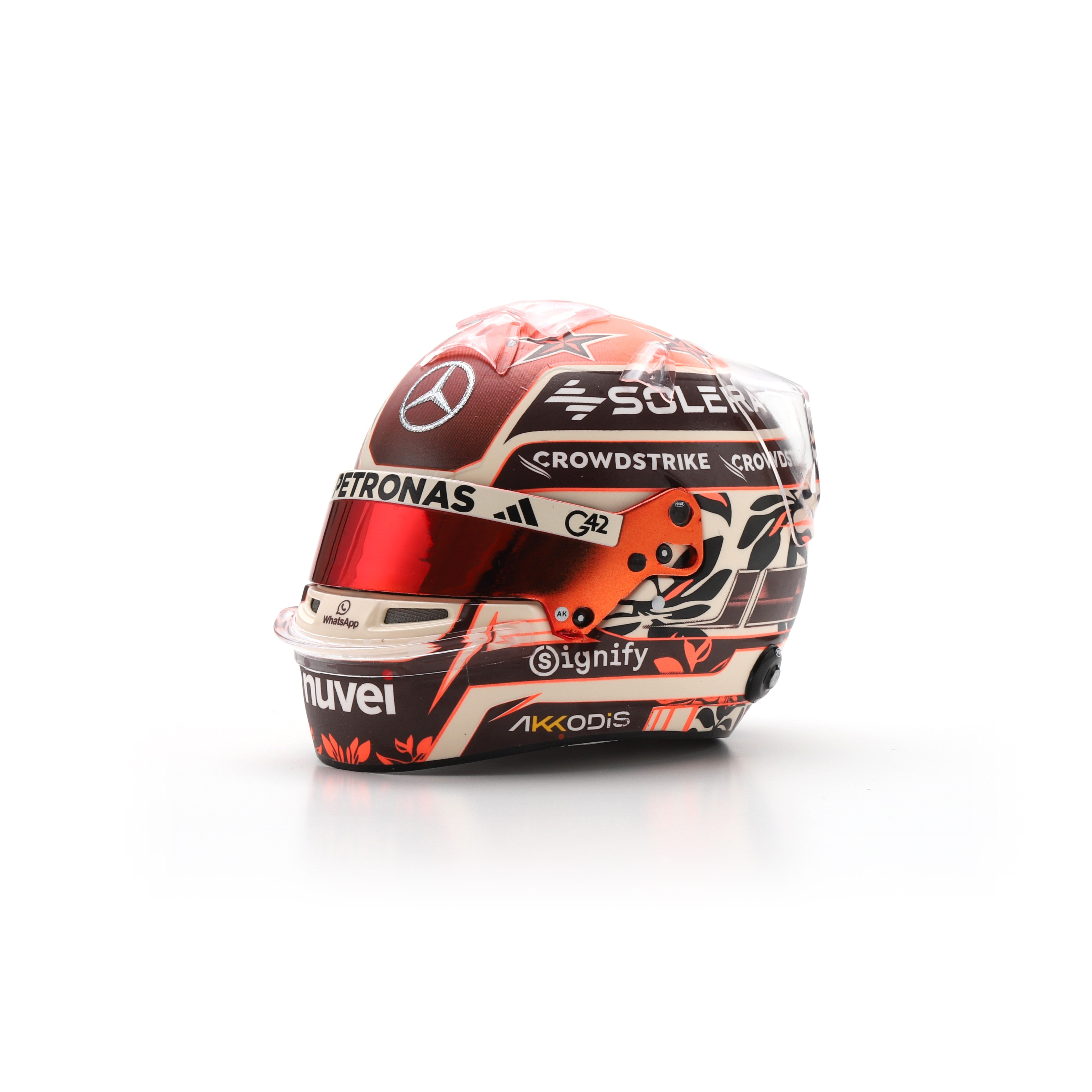 Spark Mercedes AMG Petronas F1 Team Kimi Antonelli 2025 Miami GP Mini Helmet Adults - Multicolour - 1:5 Scale
