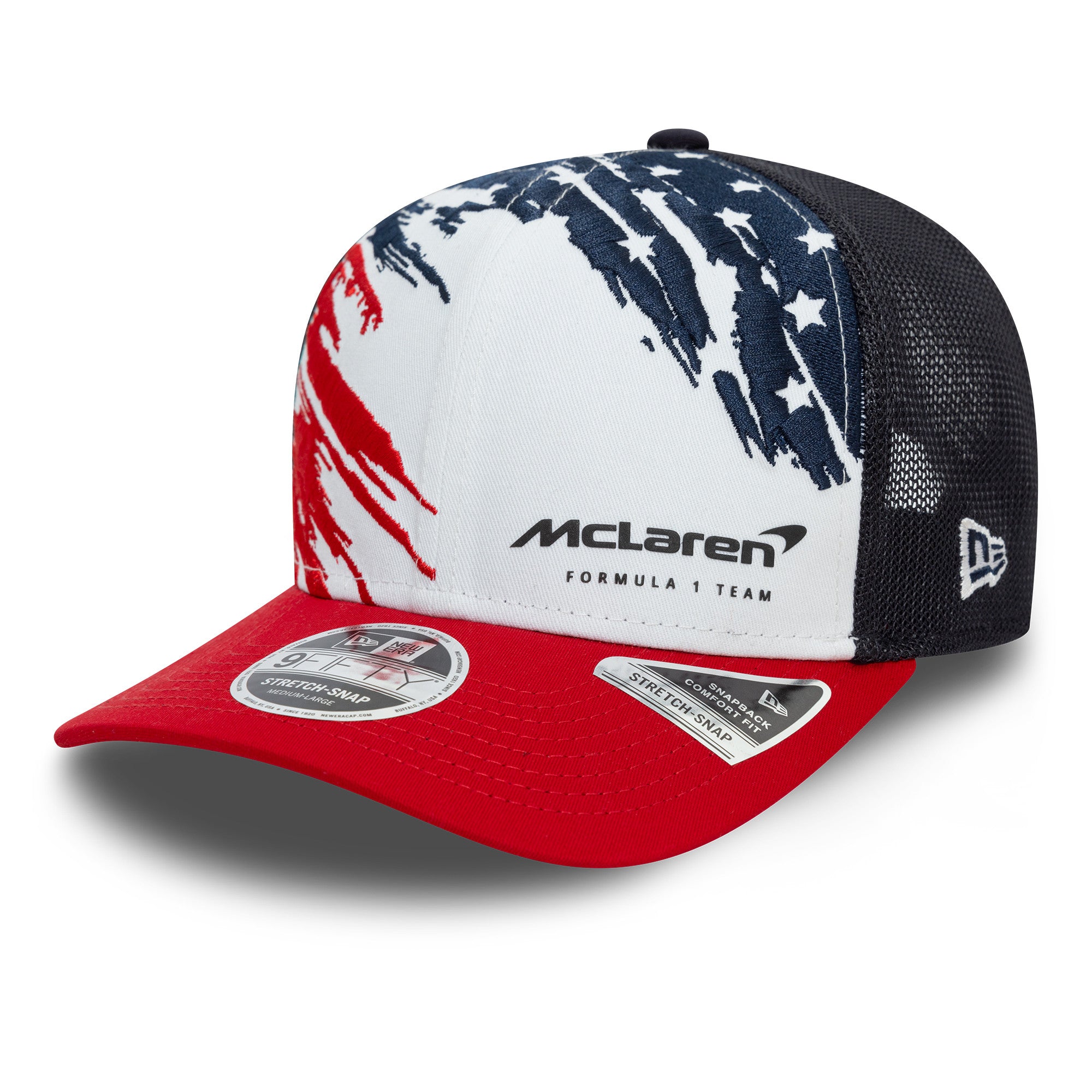 McLaren Racing F1 Austin Team 2024 9Fifty Cap Stretch Snap Adults - White/Navy