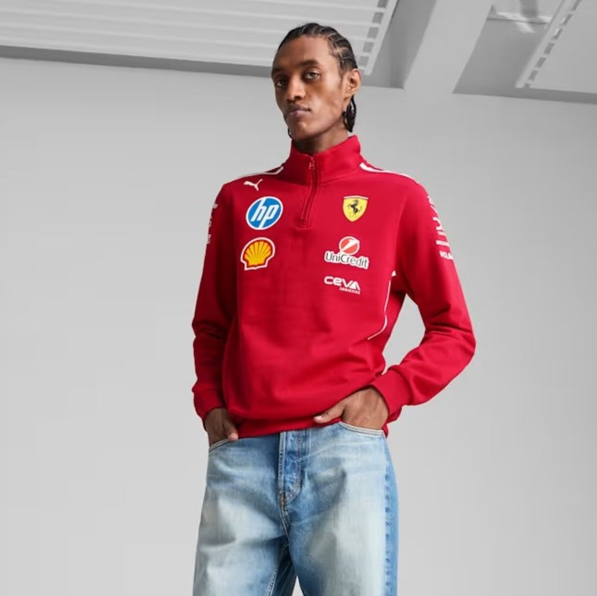 Scuderia Ferrari F1 Quarter Zip Mens - Dark Cherry