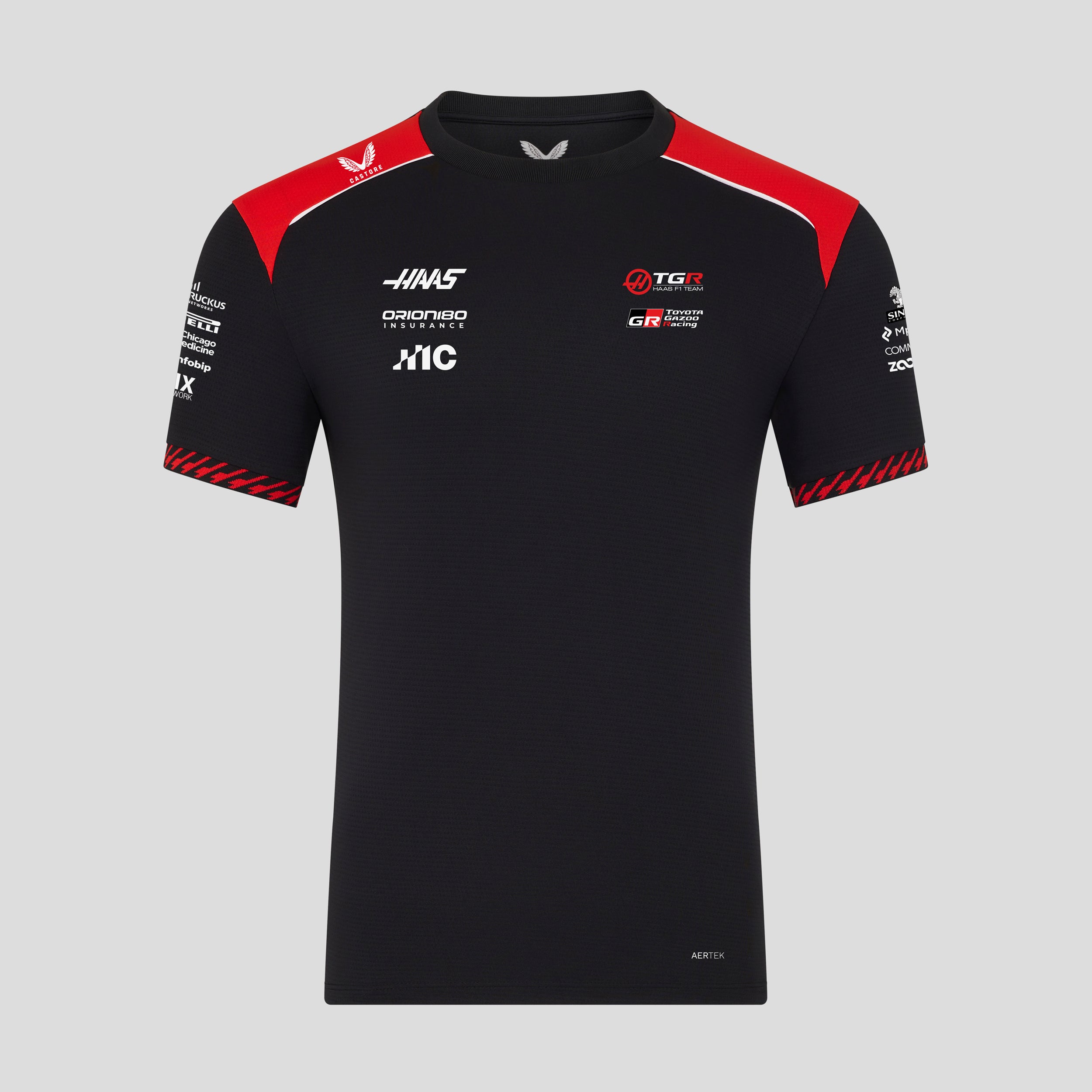 Haas F1 Team 2026 Set Up Tee Mens - Caviar / Flame Scarlet